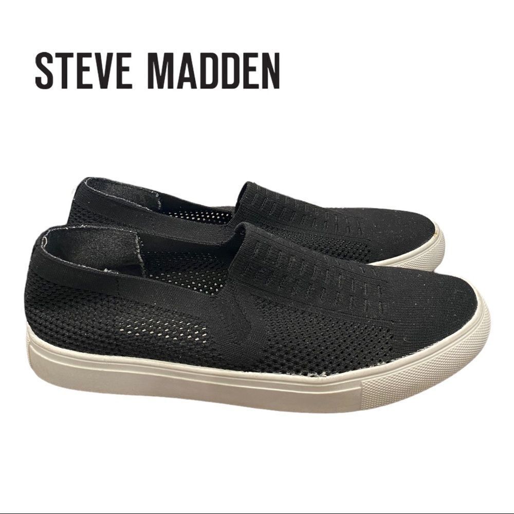 Steve Madden Freeda Women's Black Knit Slip-on Sneakers Loafers 7.5